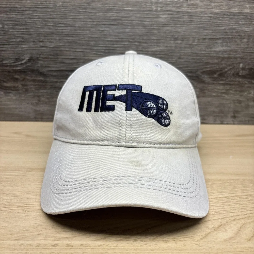 MET Logo Vantage‎ Hat Cap Strap Back Mens One Size Beige Twill Baseball
